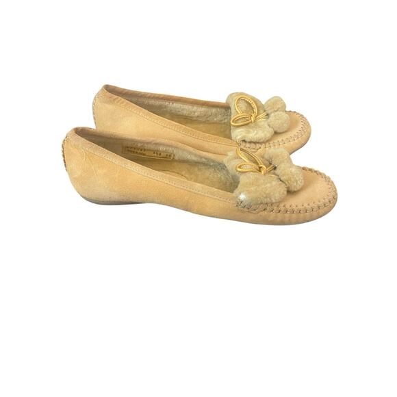 Cole Haan Women's Tan Leather Suede Shearling Moccasins Flats Size 8.5 - Picture 1 of 7